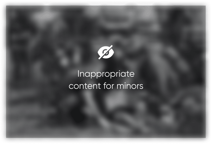 Inappropriate content for minors is identified and flagged using content moderation services, as indicated by a blurred image.