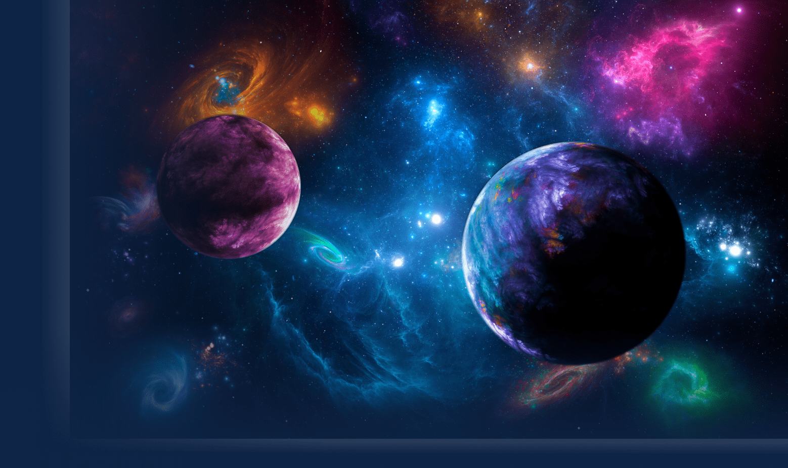 Space scene with planets, stars and galaxies.